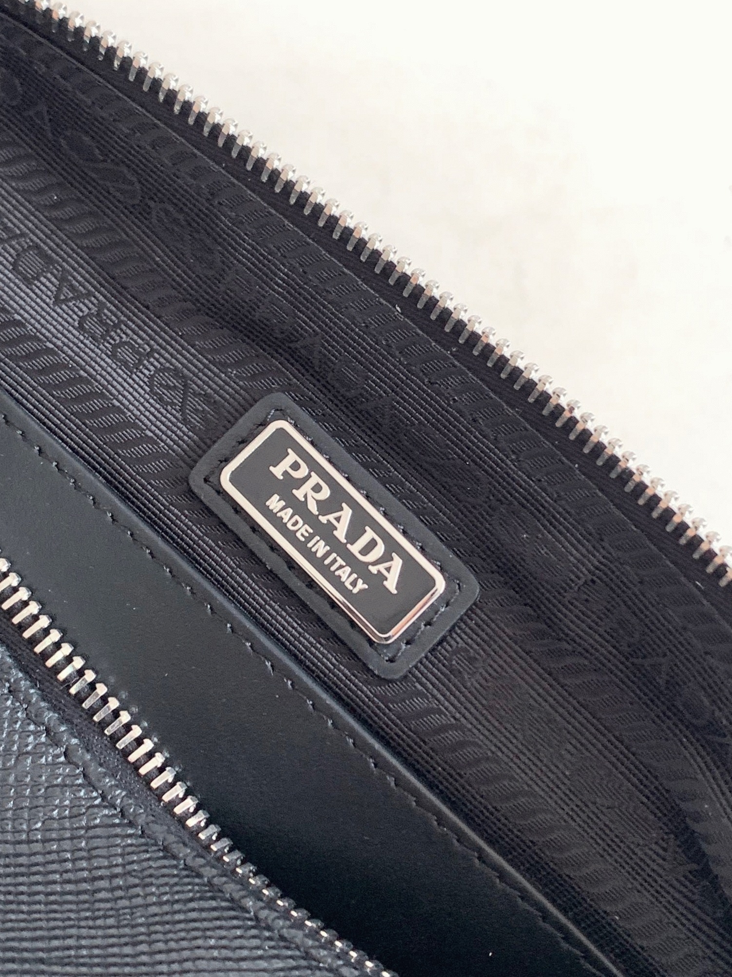 Prada Triangle Shoulder Bag Fake in Black angle 4