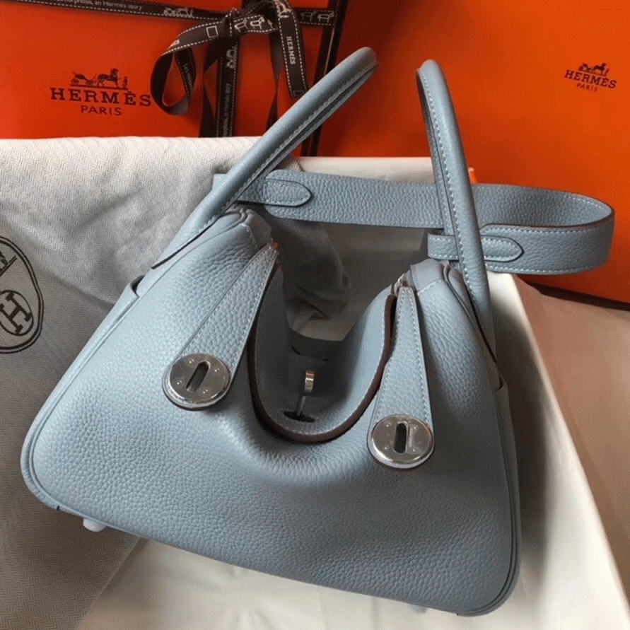 Replica Hermes Lindy 30cm bag in blue lin color