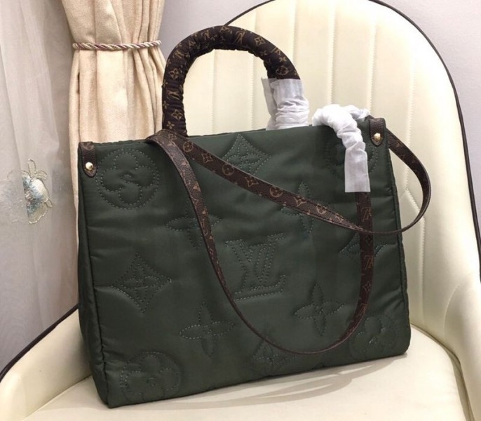 Louis Vuitton Econyl Regenerated Nylon Onthego GM Tote In Khaki Green