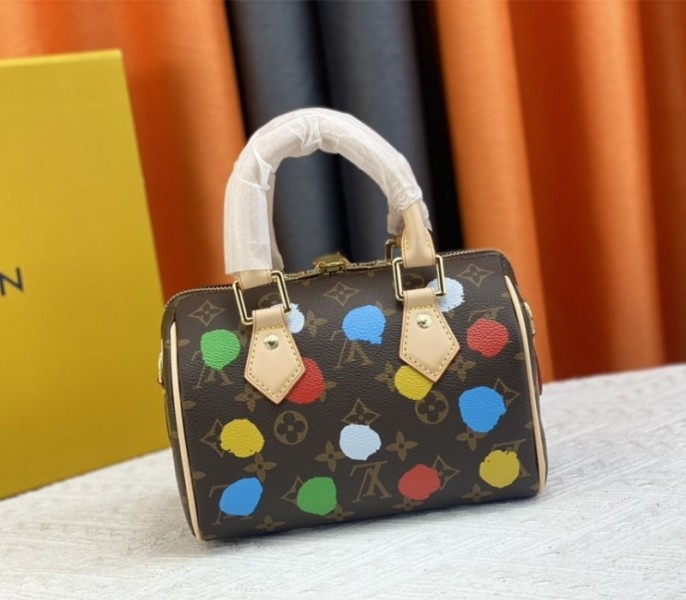 Louis Vuitton X YK Monogram Canvas Speedy 20 Handbag With Textile Strap In Style 2 angle 3