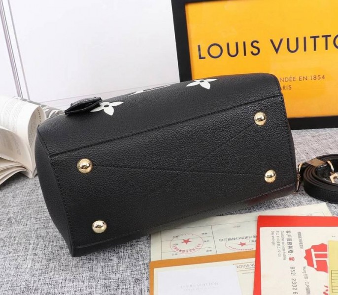 Louis Vuitton Monogram Empreinte Montaigne BB In Black angle 4