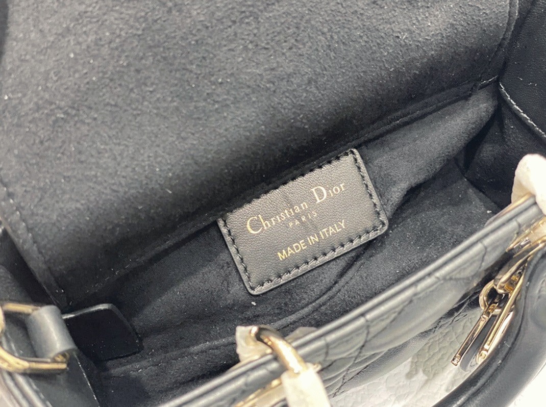 Dior Lady D-Joy Micro Bag Replica in Black Cannage Lambskin angle 2