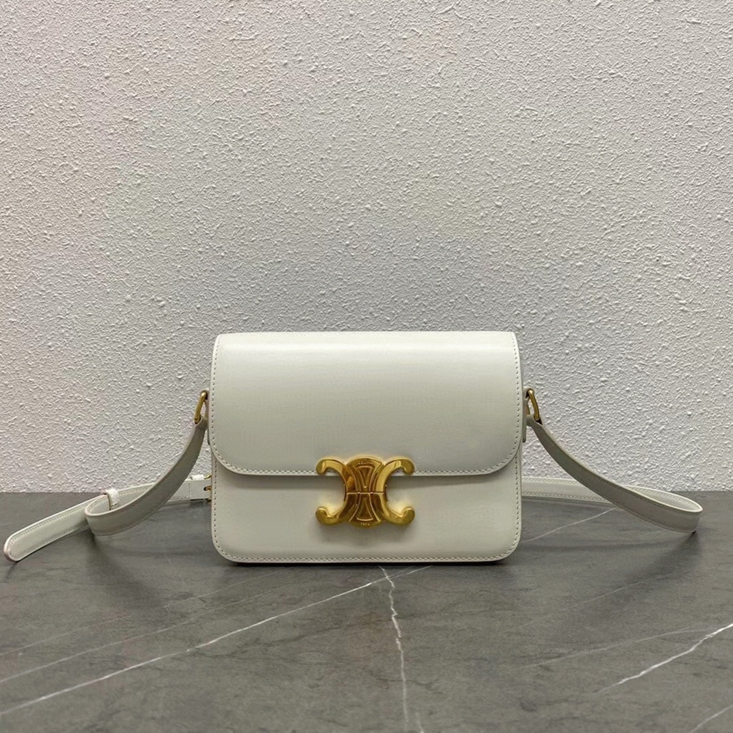 Top Quality Fake Celine Triomphe Teen Bag In White angle 2