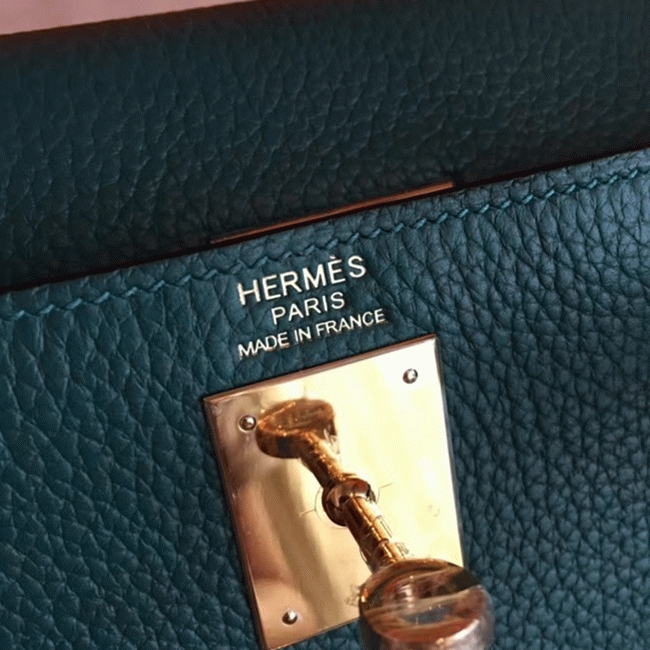 Malachite Clemence Copy Designer Hermes Kelly Retourne 28cm Bag angle 5