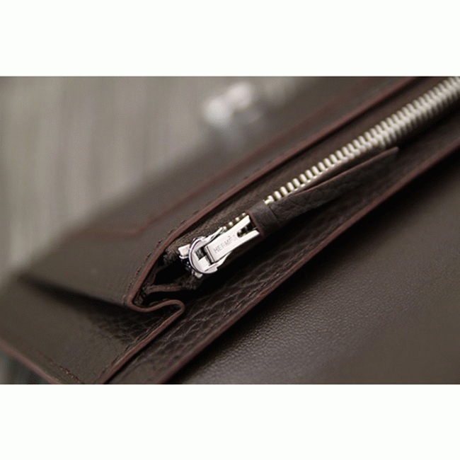 Chocolate knockoff Hermes Dogon combine wallet angle 4