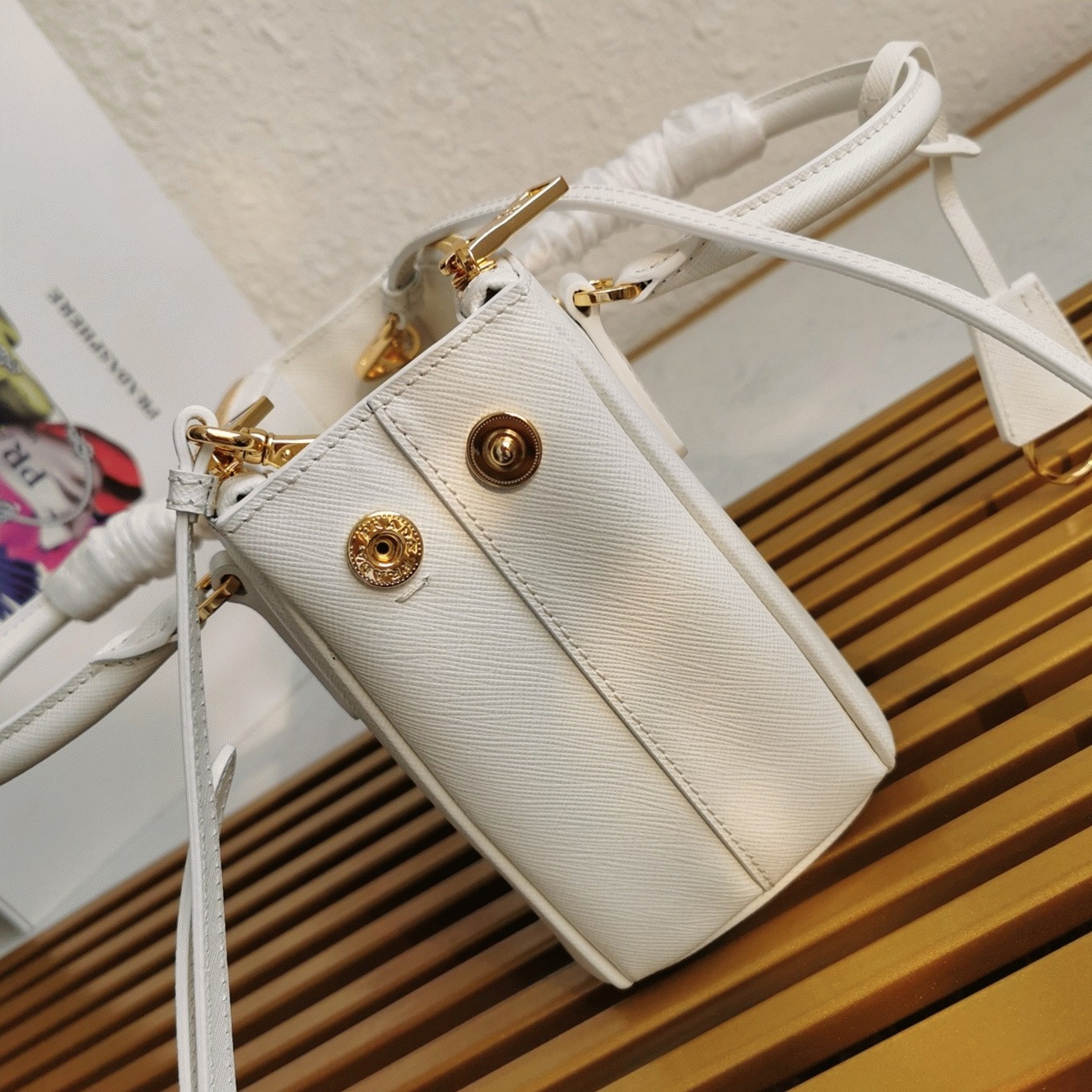 White Prada Mini Galleria Bag Fake angle 4