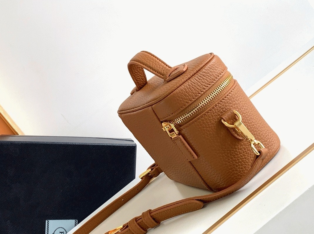 Prada Mini Vanity Bag Imitation in Brown angle 4