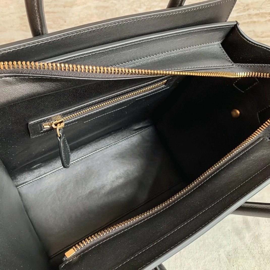 Celine Micro Luggage Tote Bag Replica in Black angle 3