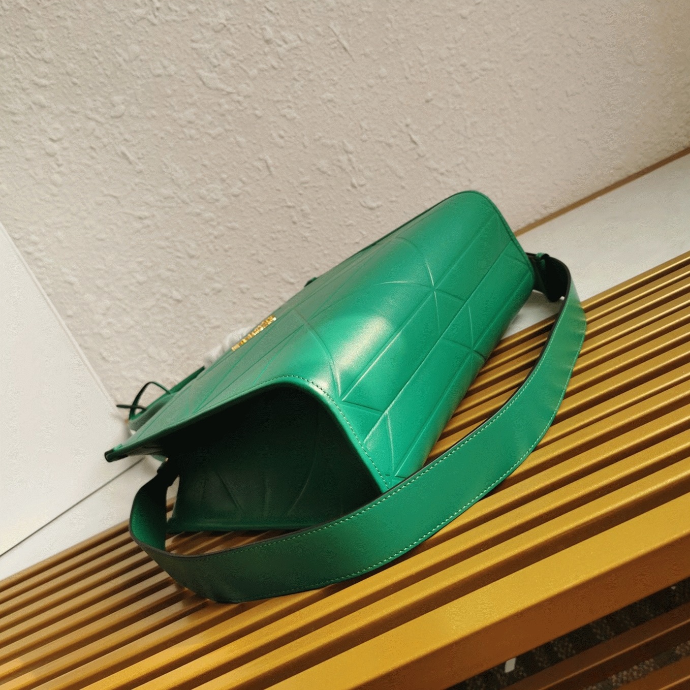 Prada Symbole Small Bag Knockoff with Topstitching in Green angle 5