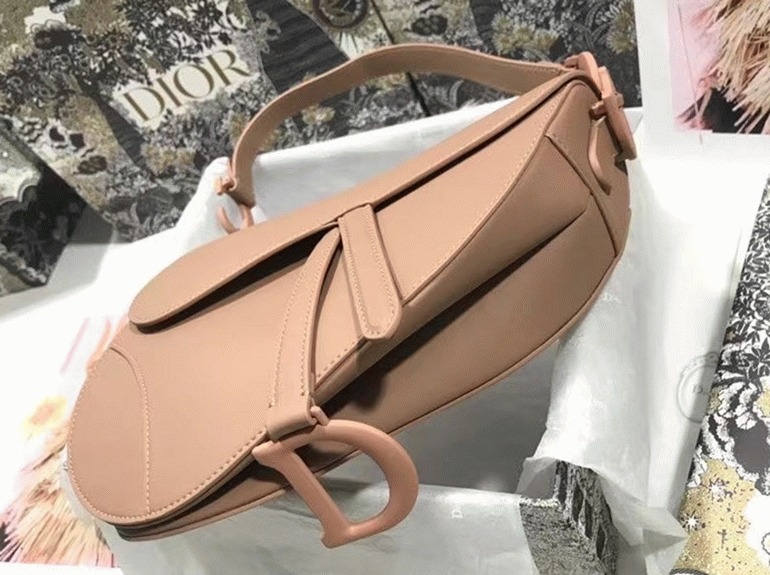 Dior Saddle Bag Replica in Blush Ultramatte Calfskin angle 2