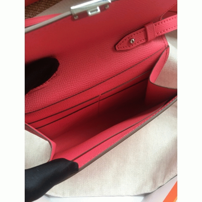 Rose lipstick AAA fake Hermes Clic wallet with strap angle 5