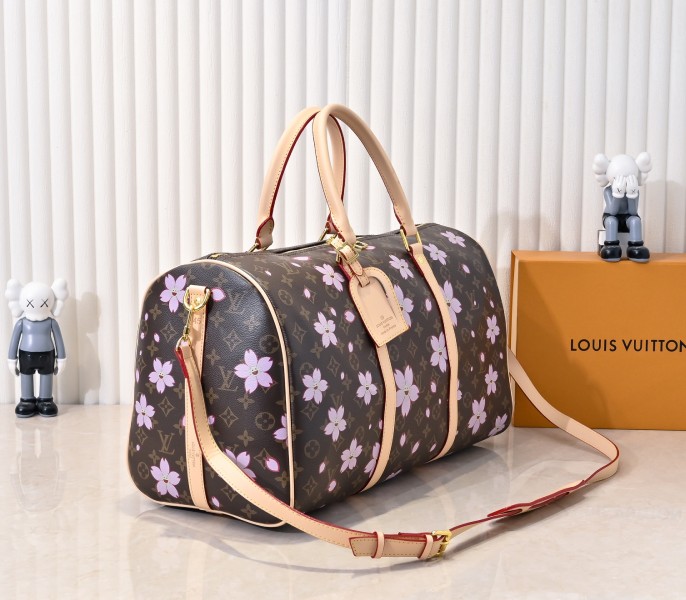 LV X TM Monogram Canvas Keepall 45 With Cherry Blossom angle 2