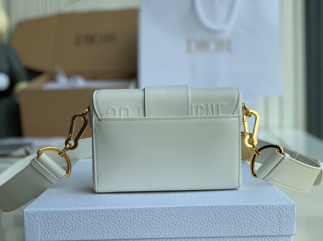 Dior 30 Montaigne Box Bag Knockoff in White Box Calfskin angle 4