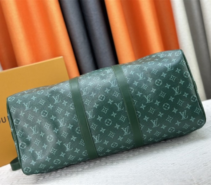 Louis Vuitton Monogram Heritage Canvas Keepall Bandouliere 50 In Green angle 5