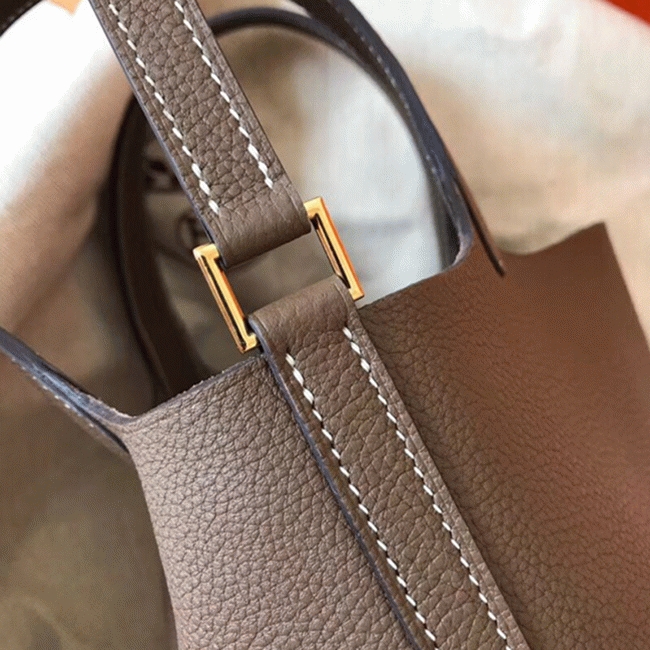 Taupe best replica Hermes Picotin Lock 22cm handbag angle 3