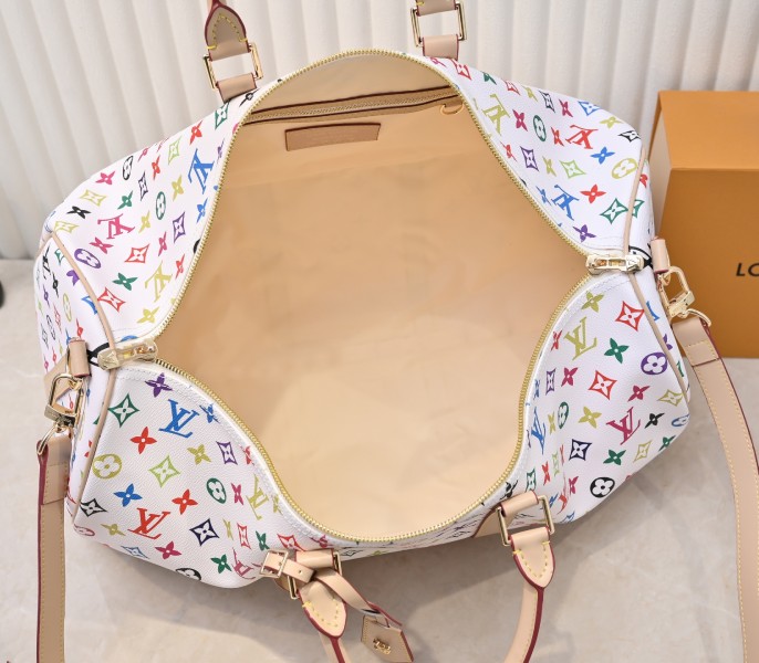 LV X TM Multicolored Keepall Bandouliere 50 In White angle 3
