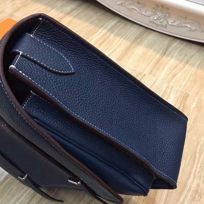Dark Blue Cheap Knockoff Hermes Steve Messenger Bag angle 3