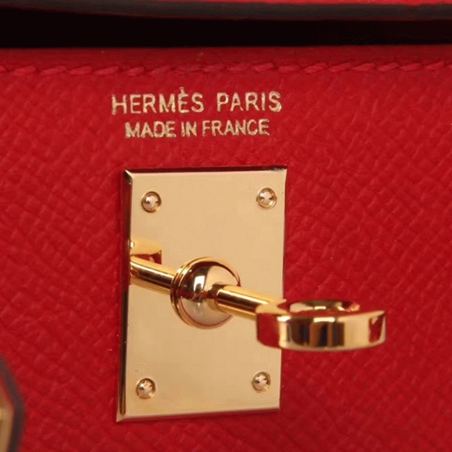 Red Epsom Knockoff Designer Hermes Kelly 20cm Purse angle 3