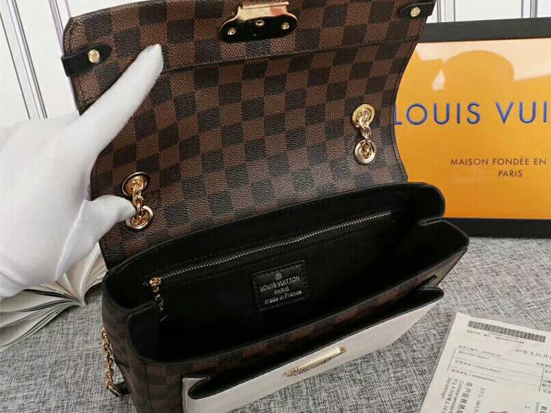 Louis Vuitton Damier Ebene Canvas Vavin PM Bag In Cream angle 3