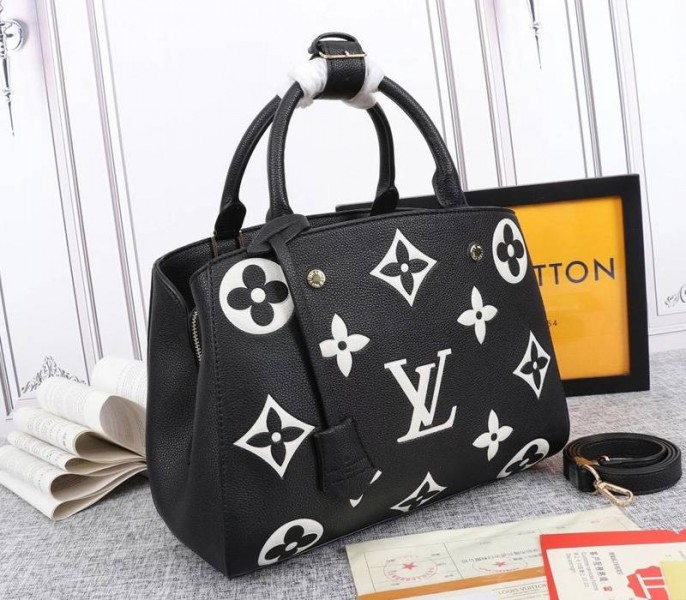 Louis Vuitton Monogram Empreinte Montaigne MM In Black angle 2