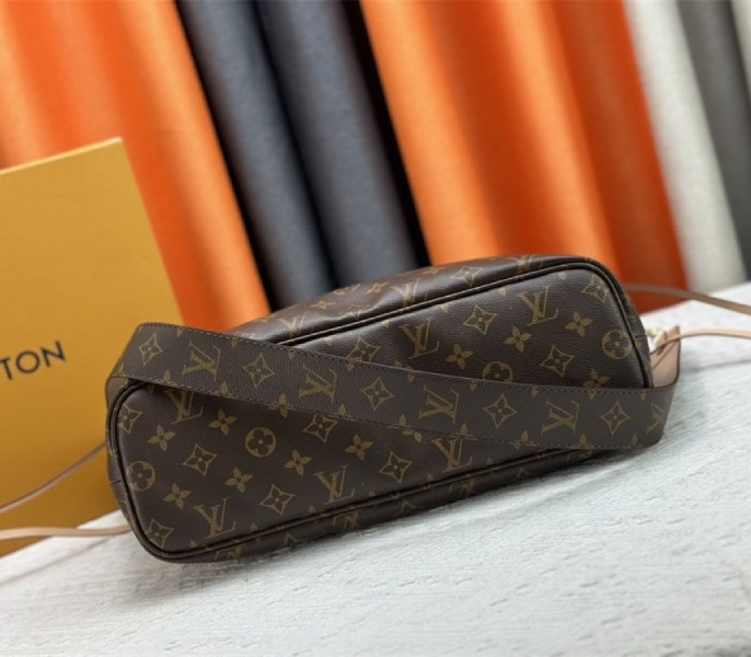 Louis Vuitton Neverfull Bandouliere Inside Out MM Tote In Monogram Canvas And Stamped Beige Textile angle 5