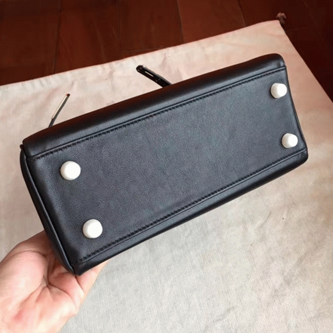 Black Swift Replica Hermes Kelly 25cm Retourne Soft Bag angle 2