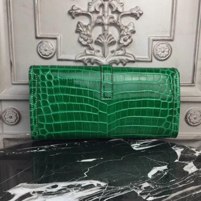 Bambou Knockoff Hermes Jige Elan 29 Green Accent Clutch angle 2