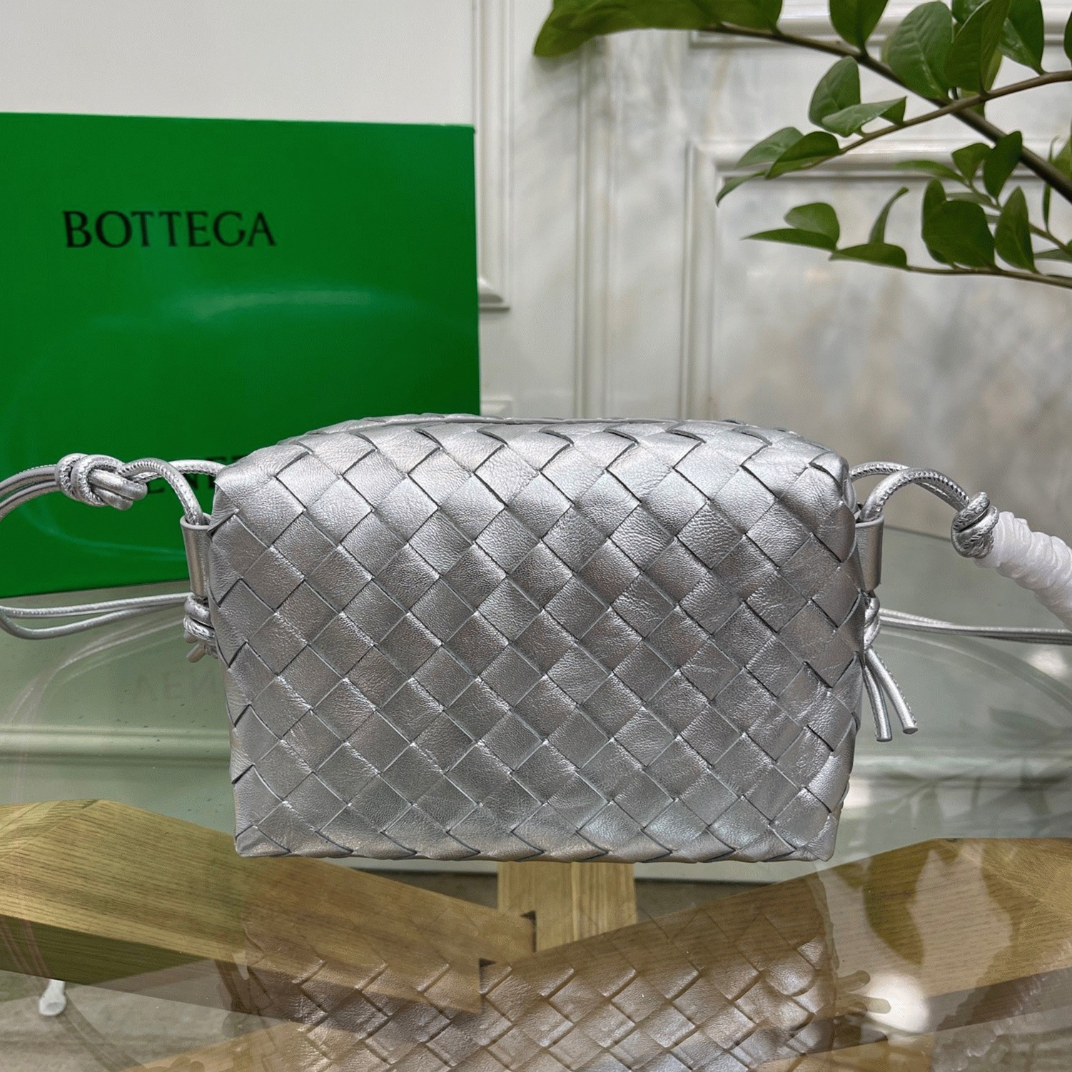 Replica Bottega Veneta Loop Small Bag Silver angle 4