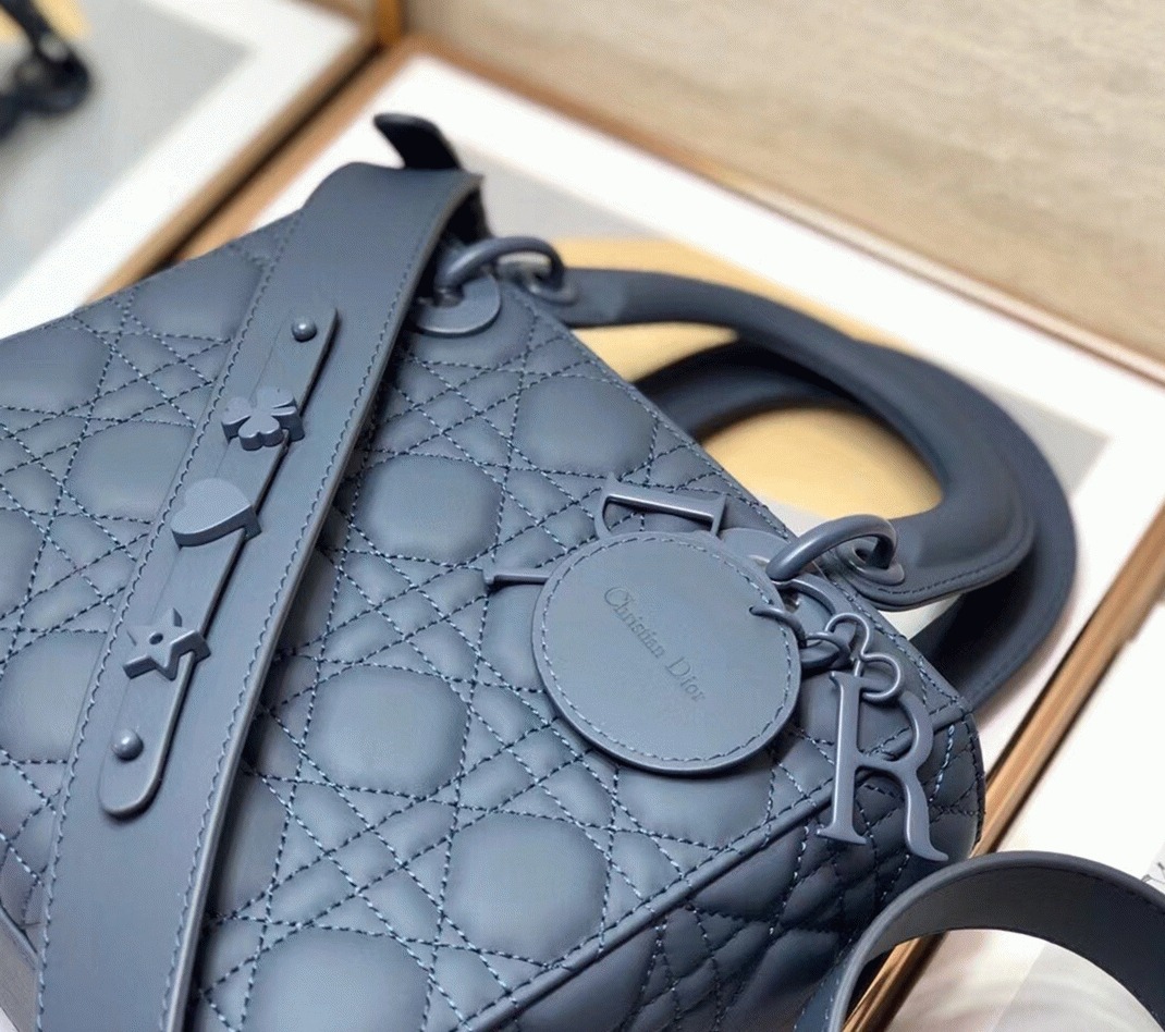 Dior Small Lady Dior My ABCDior Bag Replica in Blue angle 3