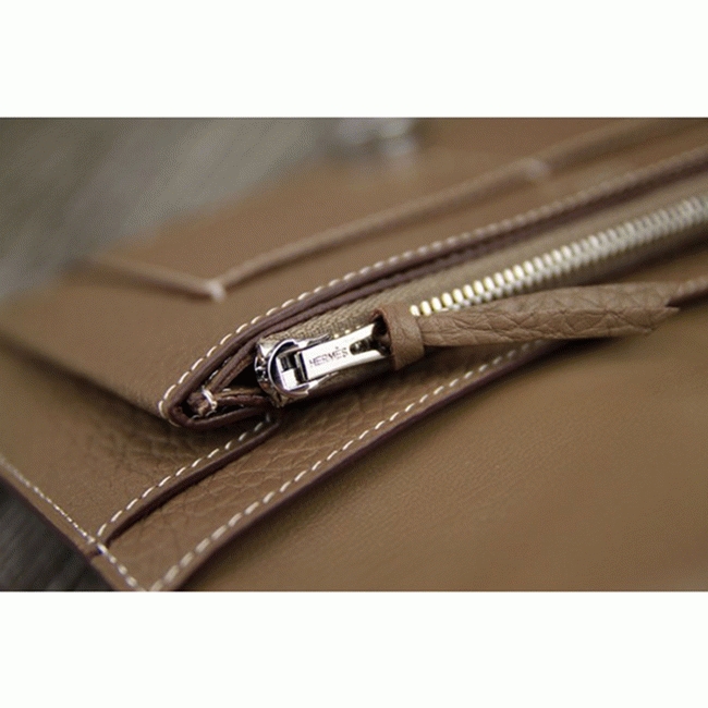 Etoupe best copy Hermes Dogon combine wallet angle 2