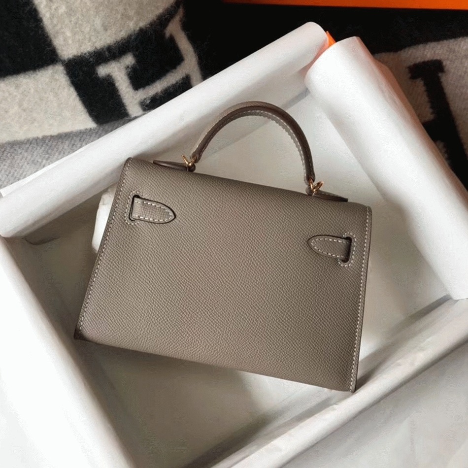 Hermes Kelly Mini II Bag Fake in Gris Asphalt angle 3