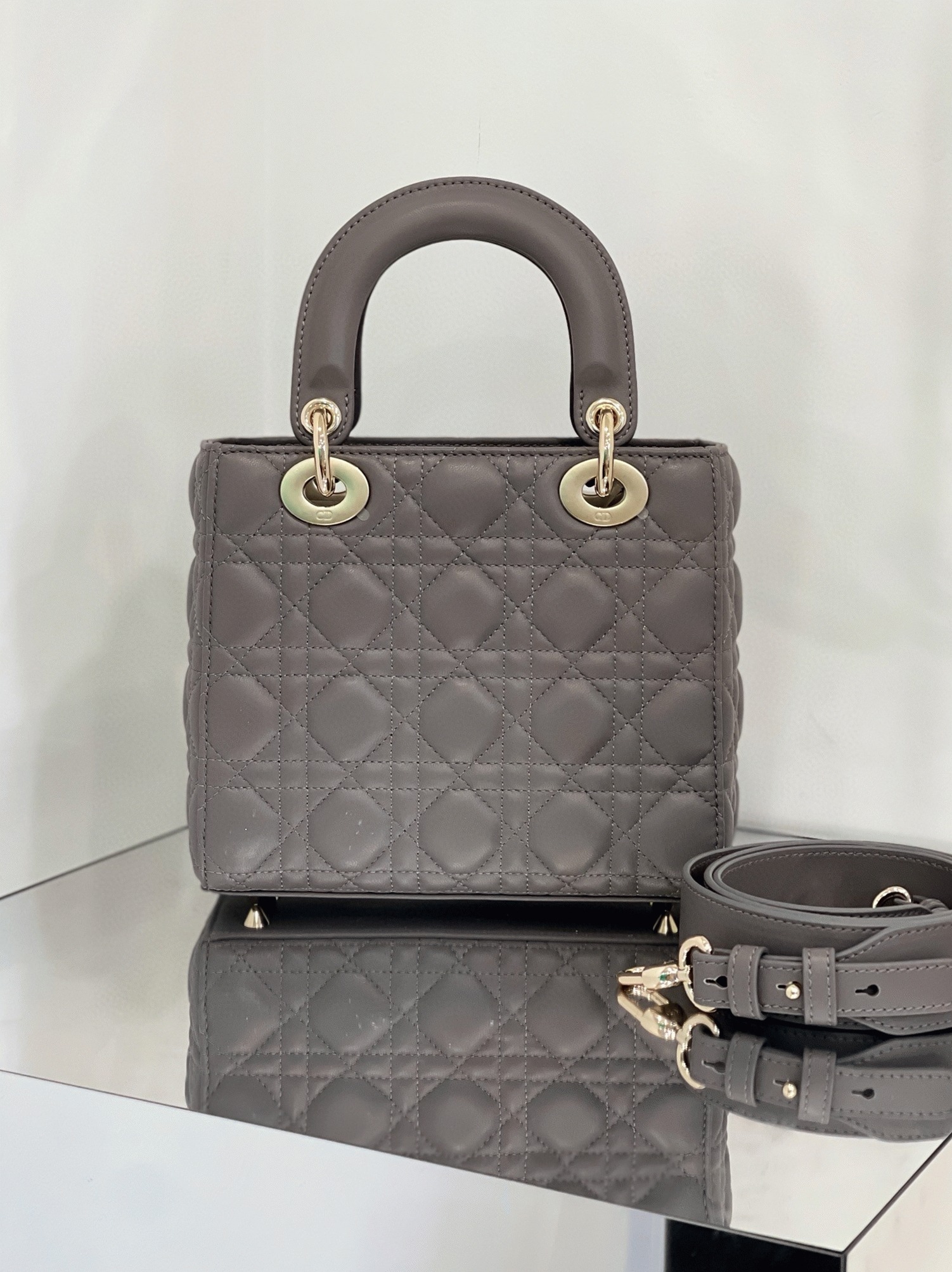 Dior Small Lady Dior My ABCDior Bag Fake in Steel Grey angle 5