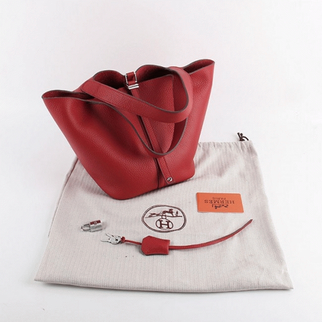 Red replica Hermes Picotin Lock handbag angle 5