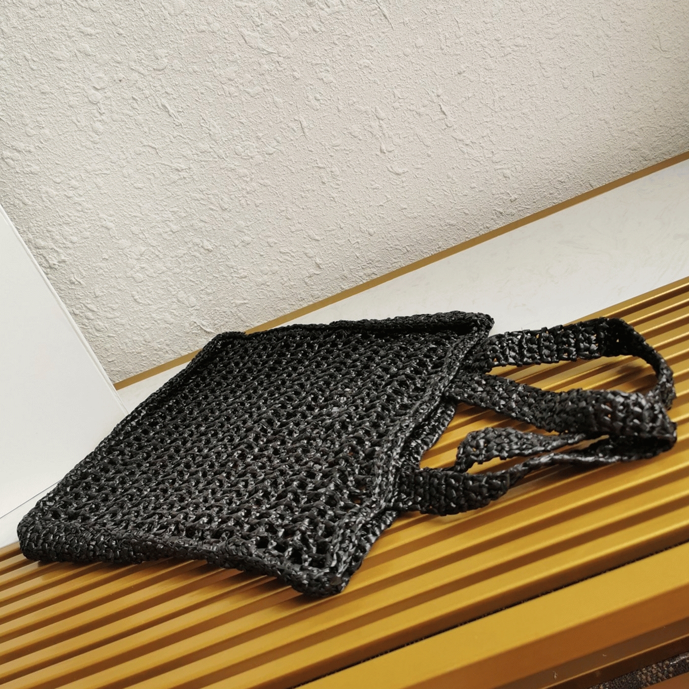 Prada Small Tote Bag Replica in Black Woven Raffia angle 3