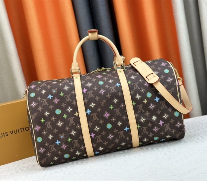 Louis Vuitton Monogram Craggy Keepall Travel 50 Bag In Chocolate angle 3