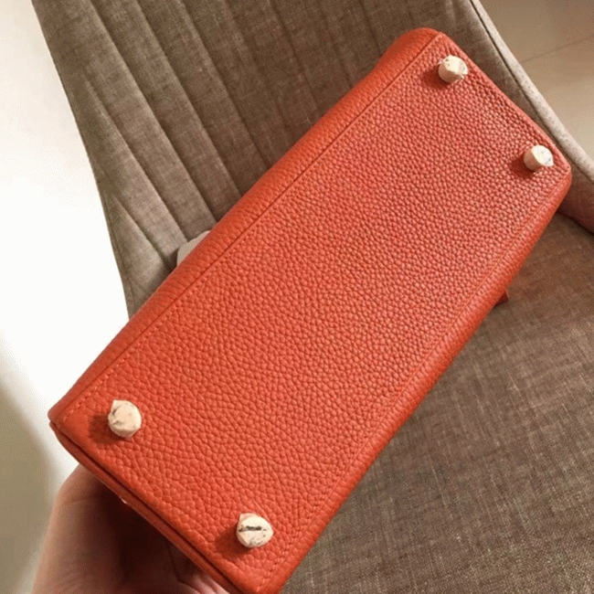 Orange Clemence Knockoff Hermes Kelly Retourne 32cm Bold Tote angle 5