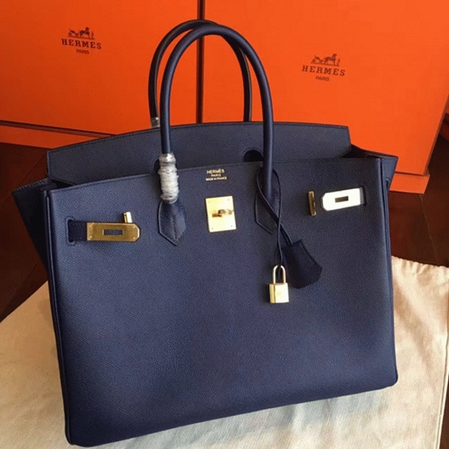 Sapphire Knockoff Hermes Birkin 35cm Elegant Tote angle 5