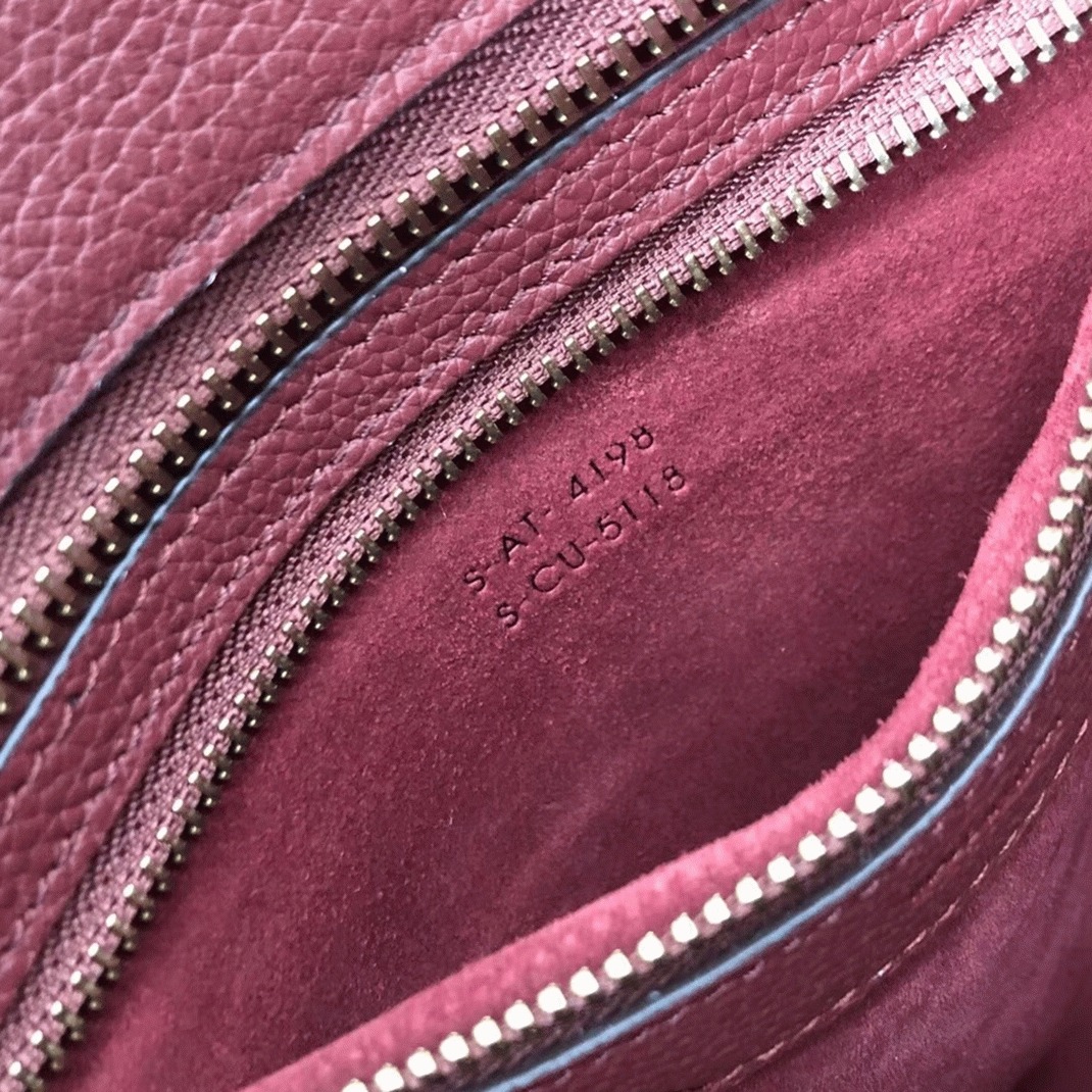 Celine Micro Luggage Tote Bag Knockoff in Dark Red angle 5