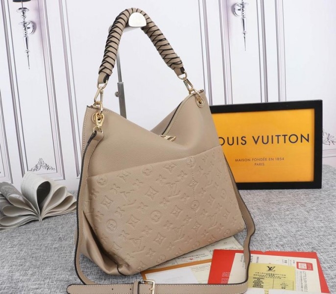 Louis Vuitton Monogram Empreinte Leather Maida Hobo In Tourterelle Gray angle 2
