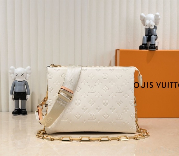Louis Vuitton Coussin PM Bag In Cream With Jacquard Strap
