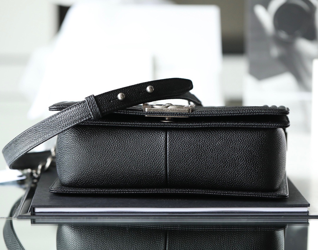 Chanel Boy Sliver Hardware Caviar Cow Leather angle 5