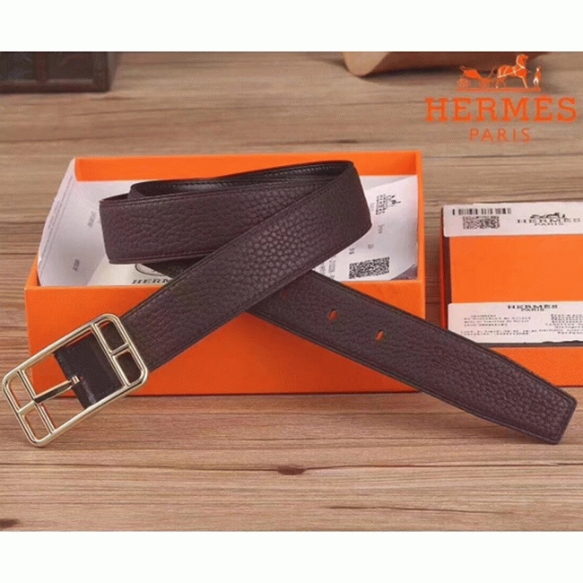Luxury fake Hermes chocolate-colored Cape Cod 32 reversible belt angle 3