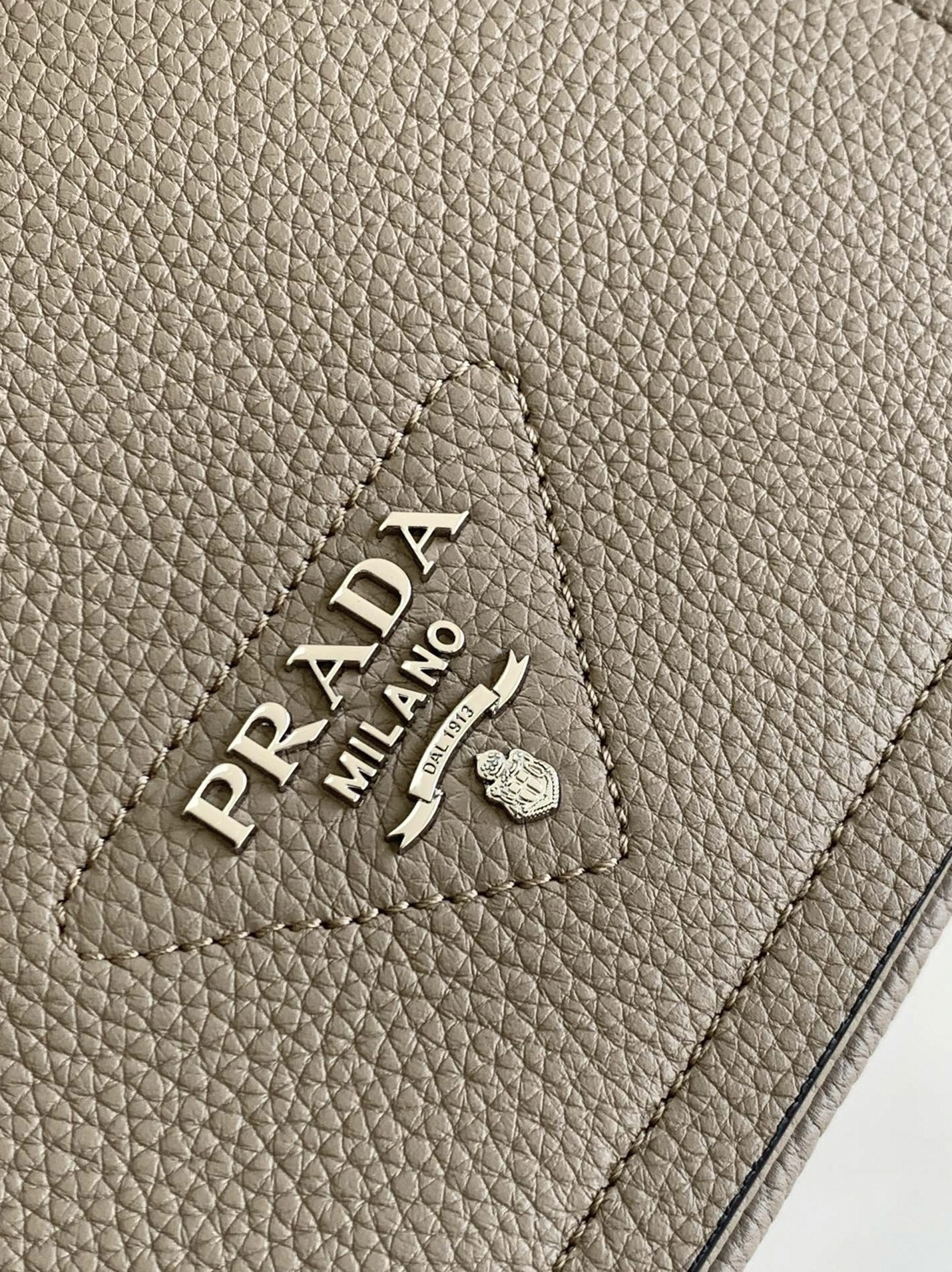 Prada Flap Shoulder Bag Imitation in Grey angle 3