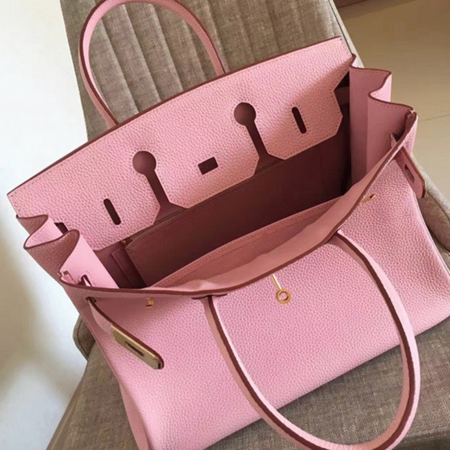 Pink Designer Knockoff Hermes Birkin 35cm Handbag angle 2