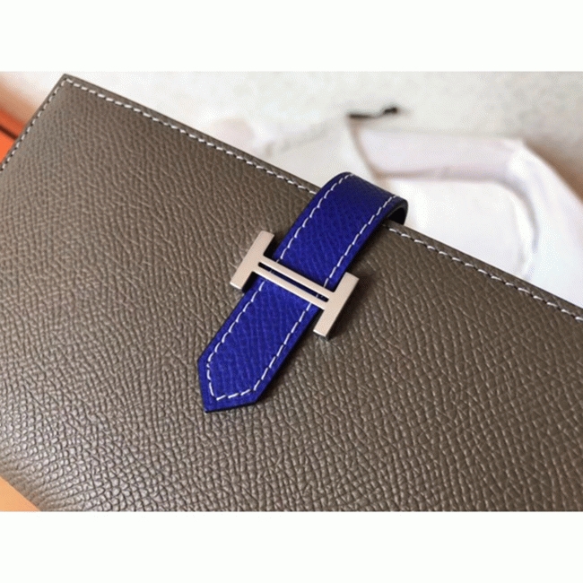 Taupe Electric Blue Epsom Replica Hermes Bearn Wallet angle 2