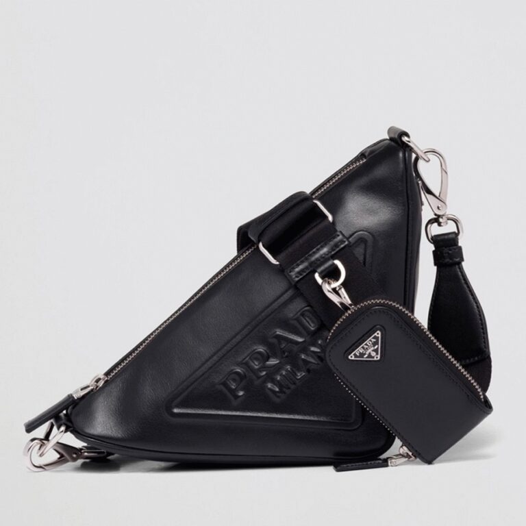 Prada Triangle Shoulder Bag Knockoff in Black