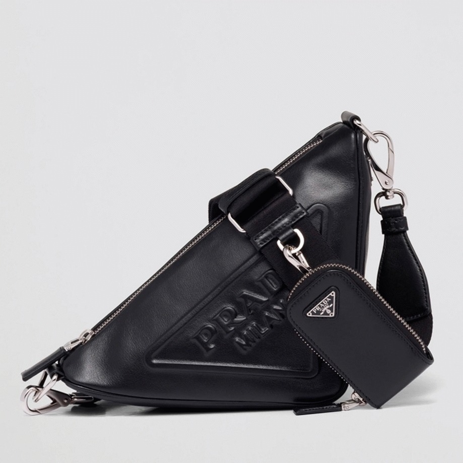 Prada Triangle Shoulder Bag Knockoff in Black