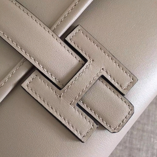 Grey Fake Hermes Jige Elan 29 Chic Neutral Clutch angle 3