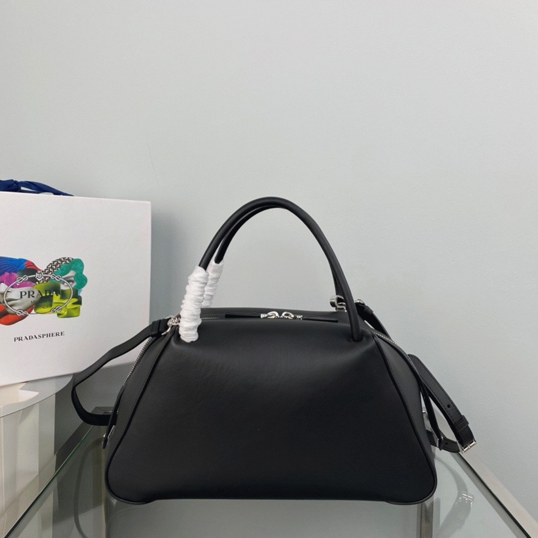 Prada Supernova Medium Top Handle Bag Fake in Black angle 2