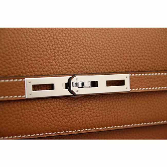 Brown Calf Leather Fake Hermes Kelly Depeche 38cm Briefcase angle 2